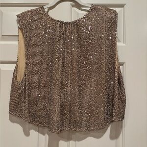 Free People Gold Sequin Reversible Top